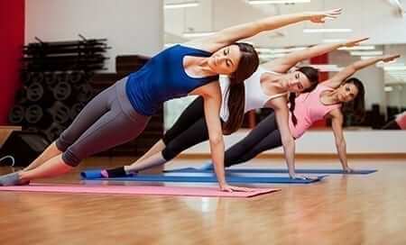 Indoor yoga class