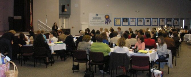 People attending a meeting for the Broward County Dietetic Association