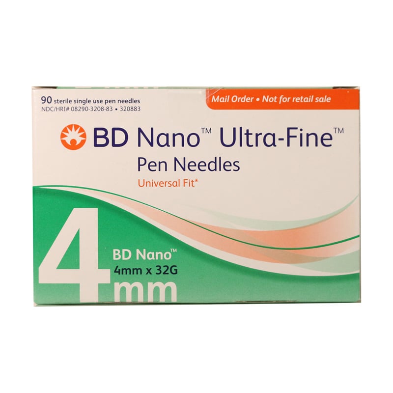 Ultra Fine Nano Pen Needles 32g 4mm Box Of 90 Adw Diabetes