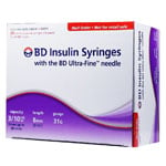 BD Ultra Fine U-100 Insulin Syringes 31G 8mm 90 Count thumbnail