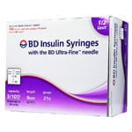 BD U-100 Insulin Syringes 31g 8mm 3/10cc 1/2 unit markings 100/bx 5-Case thumbnail
