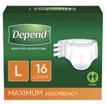 Depends Protection Brief with 4 Tabs Large 35-49 inch Package of 16 thumbnail