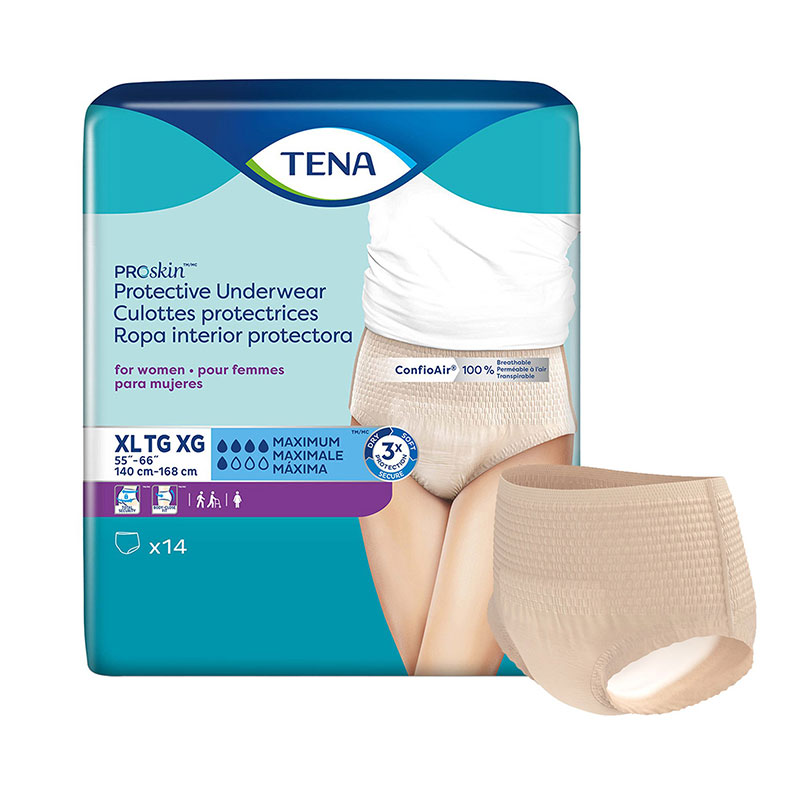 Tena ProSkin Protective Underwear for Women X-Large 55-66 inch Package of  14
