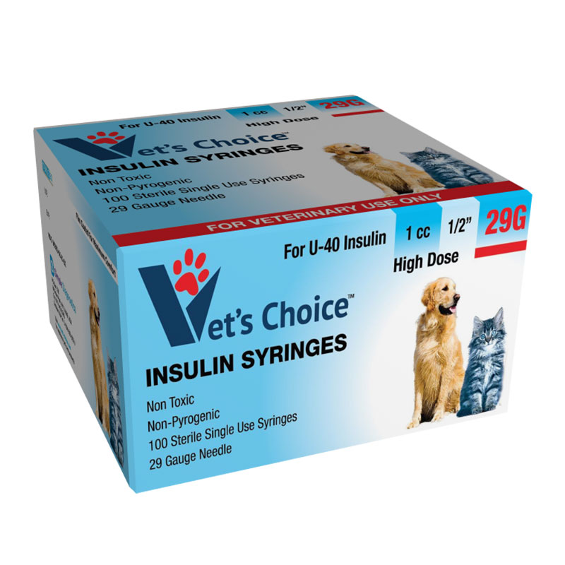 Vet's Choice U-40 Pet Insulin Syringes 29G 1cc 1/2" 100 ...